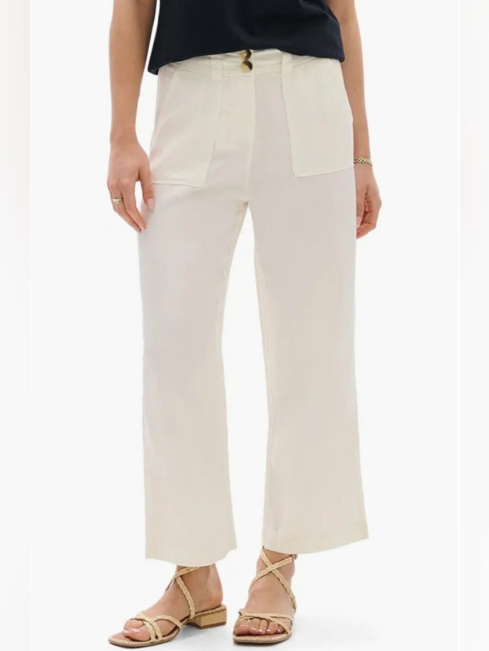 Hatley Sophie Wide Leg Crop Pants Whisper White - S